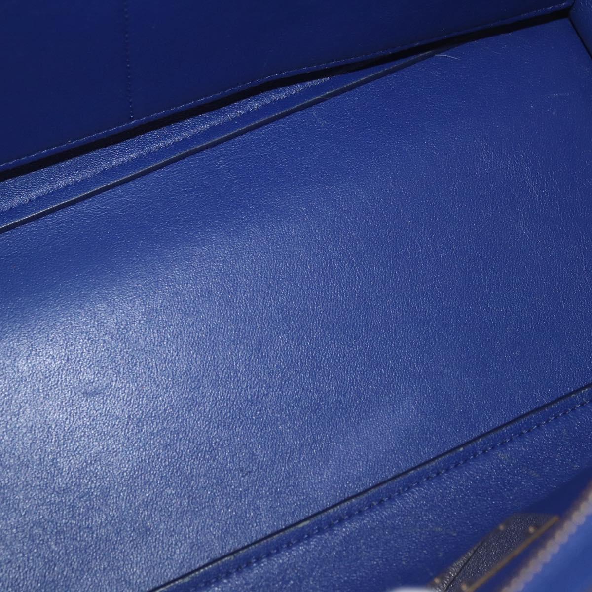CELINE Trapeze Hand Bag Leather 2way Blue Gold Auth BA12887A
