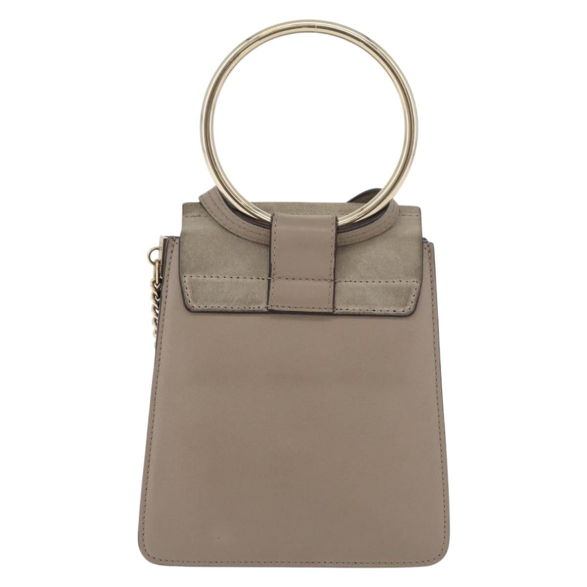 Chloe Fay Shoulder Bag Leather Beige Gold Auth BA12889