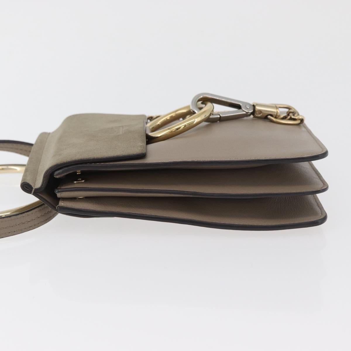 Chloe Fay Shoulder Bag Leather Beige Gold Auth BA12889