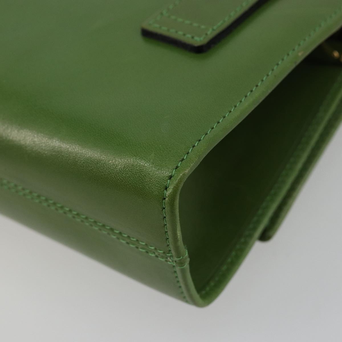 Salvatore Ferragamo Vara Ribbon Chain Bag Leather Green Gold Auth BA12890