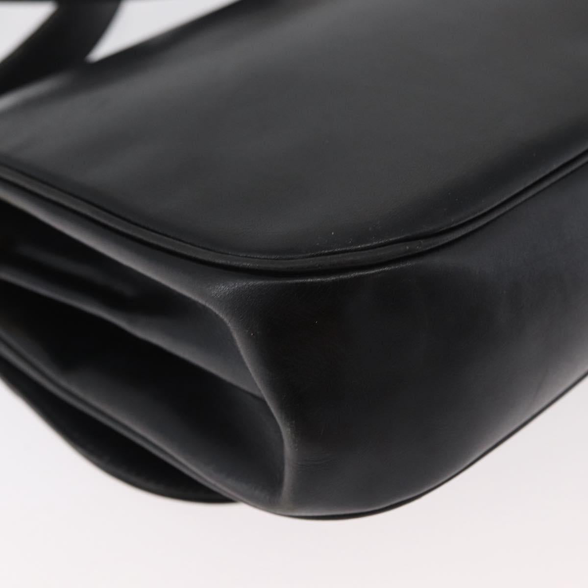 Christian Dior Shoulder Bag Leather Black Gold Auth BA12894