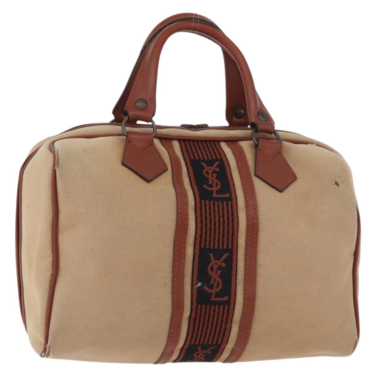 SAINT LAURENT Boston Bag Canvas Brown Auth BA12896