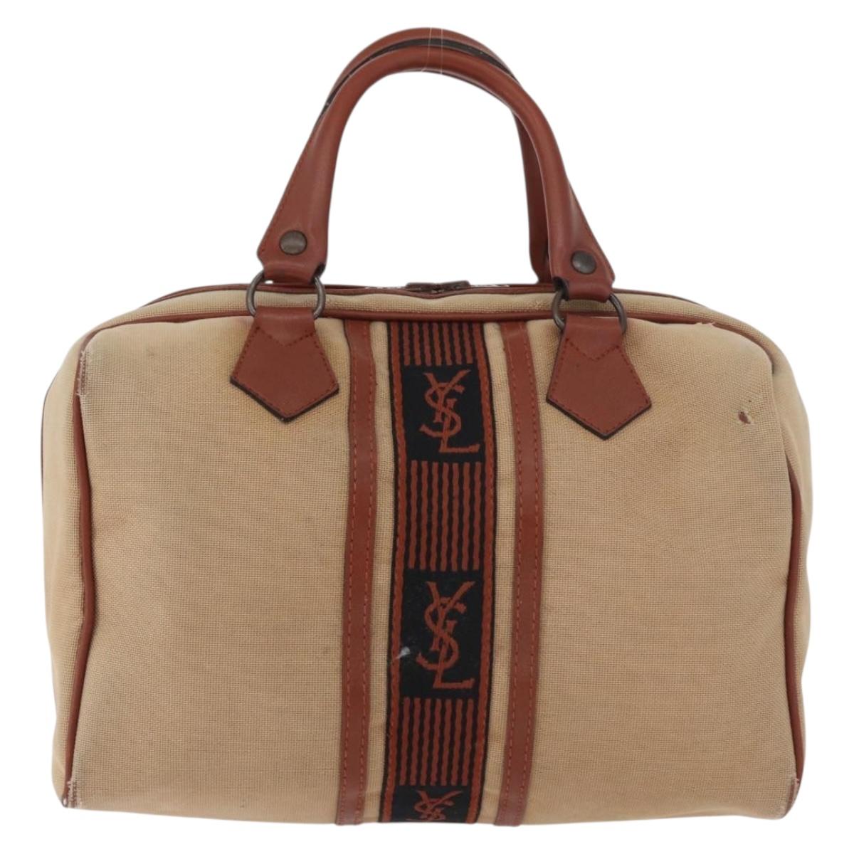 SAINT LAURENT Boston Bag Canvas Brown Auth BA12896