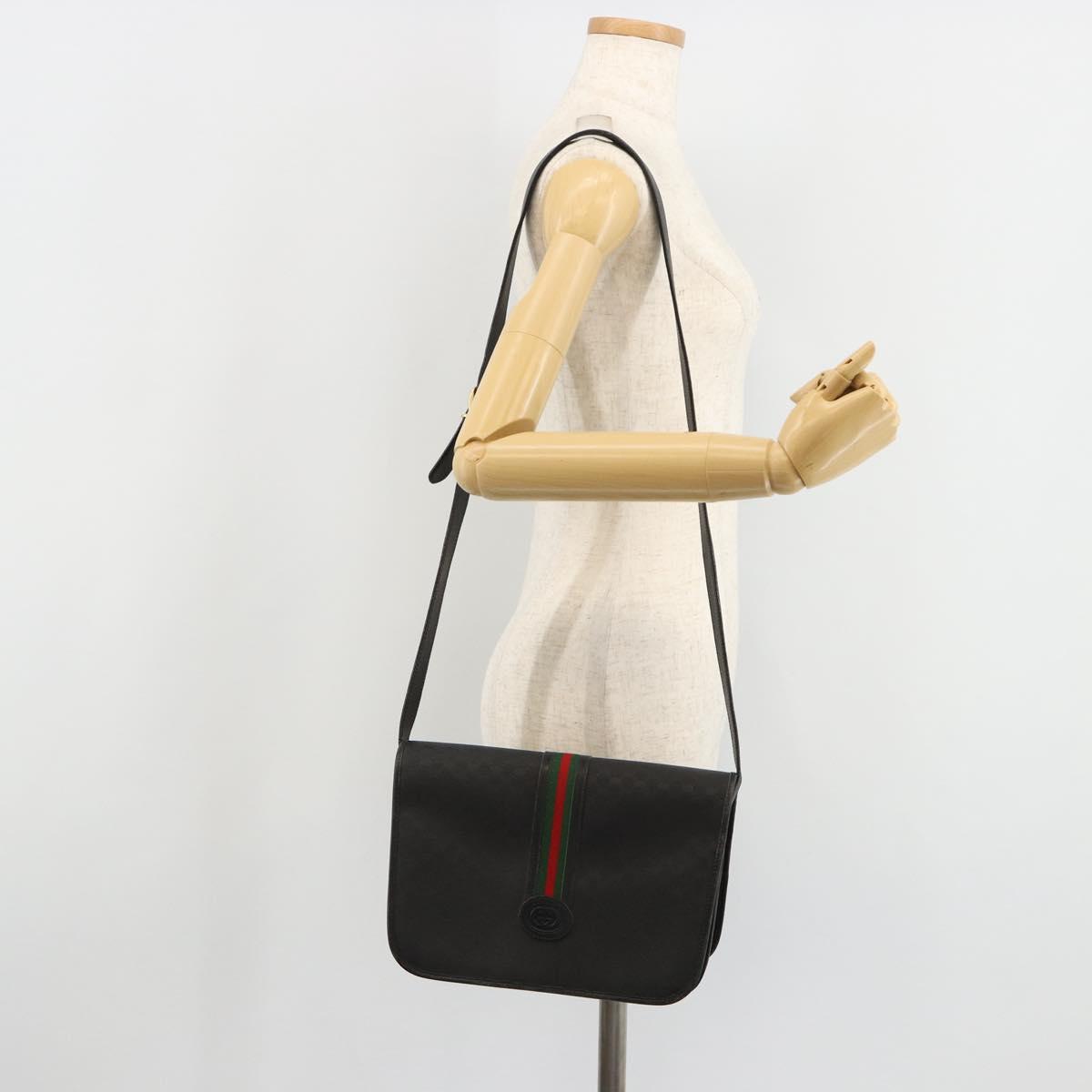 GUCCI Micro GG Supreme Web Sherry Line Bag PVC Black 001 904 0915 Auth BA12899