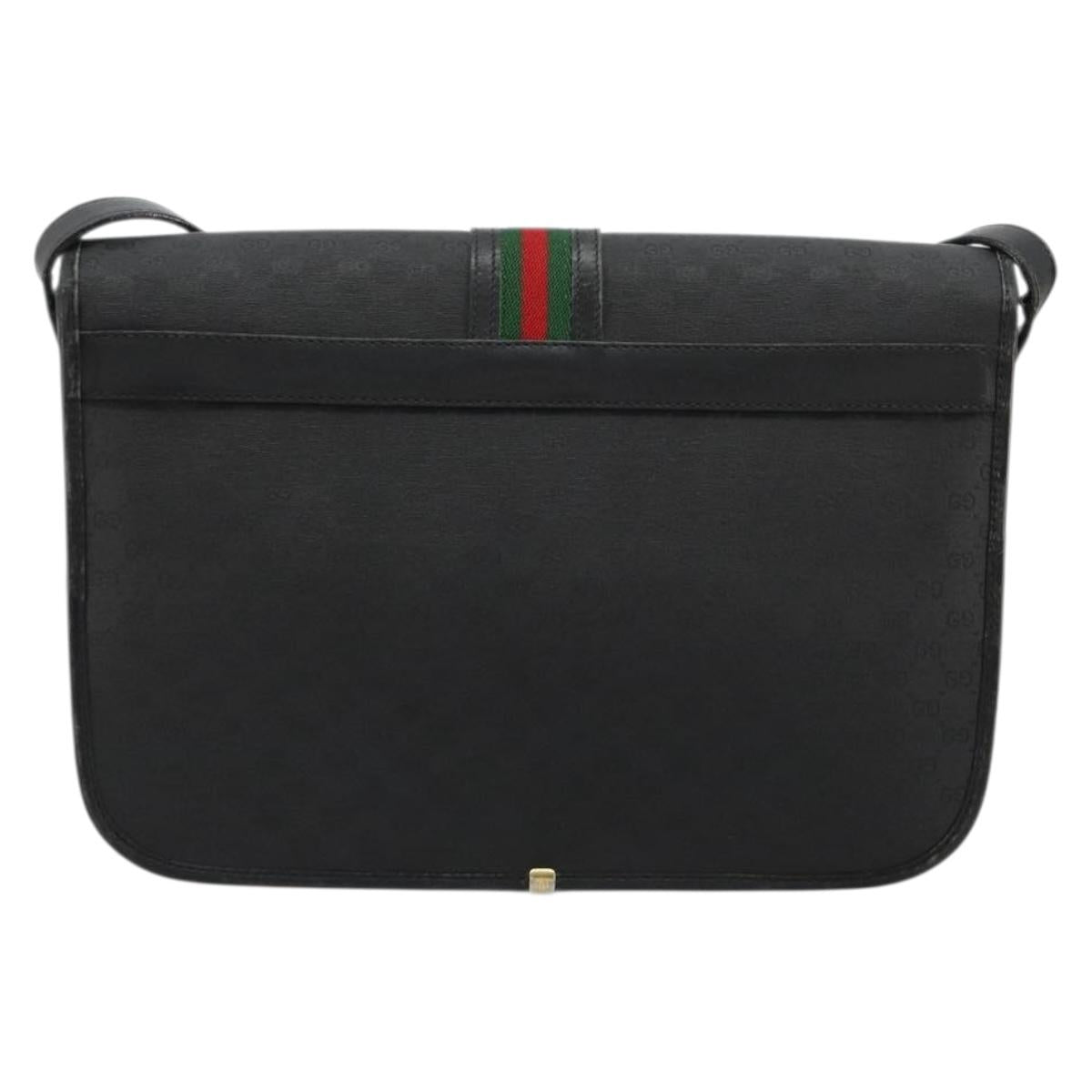 GUCCI Micro GG Supreme Web Sherry Line Bag PVC Black 001 904 0915 Auth BA12899