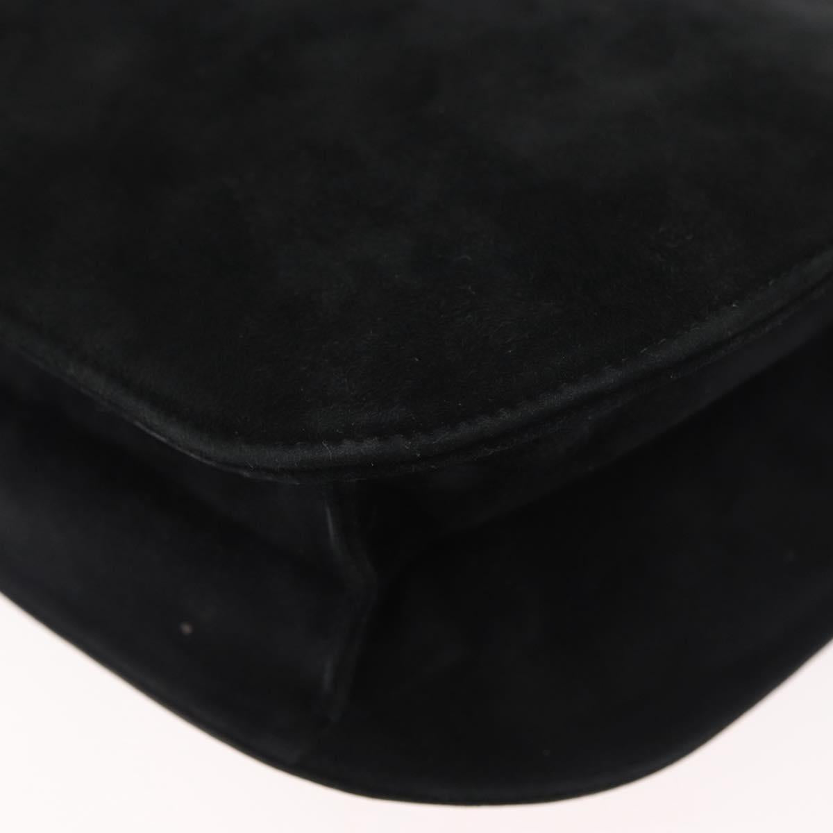 Salvatore Ferragamo Shoulder Bag Suede Black Gold Auth BA12900