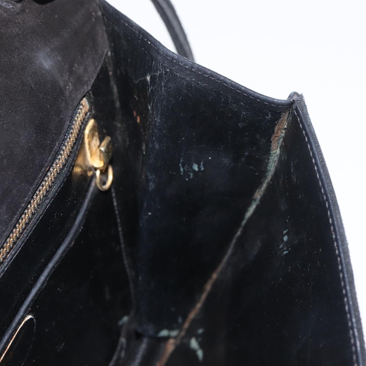 Salvatore Ferragamo Shoulder Bag Suede Black Gold Auth BA12900
