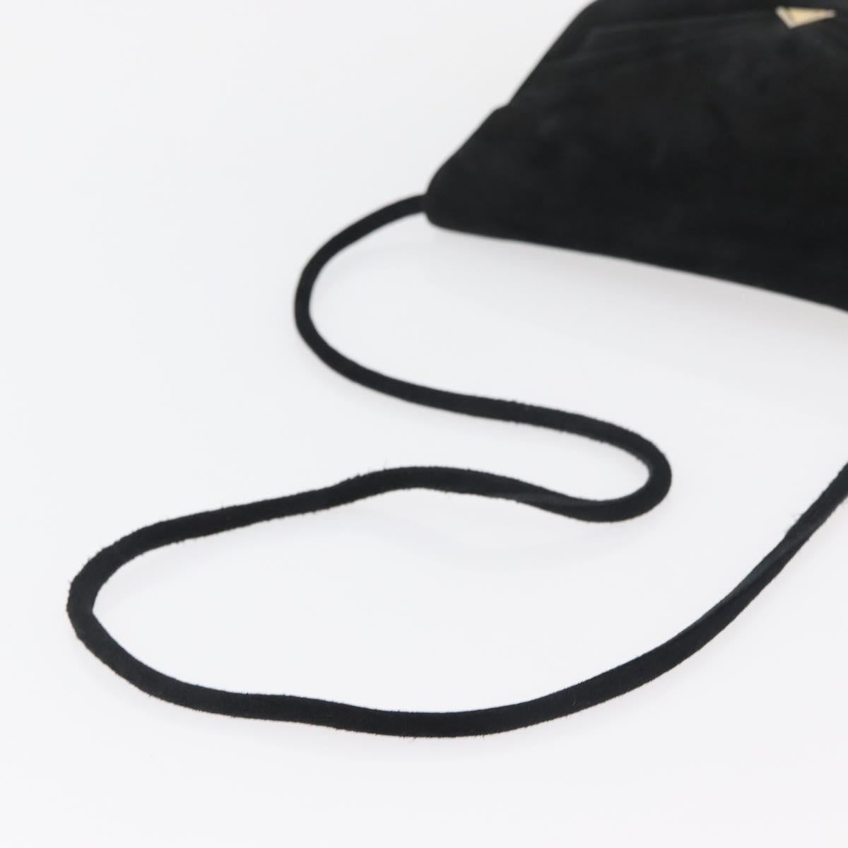 Salvatore Ferragamo Shoulder Bag Suede Black Gold Auth BA12900