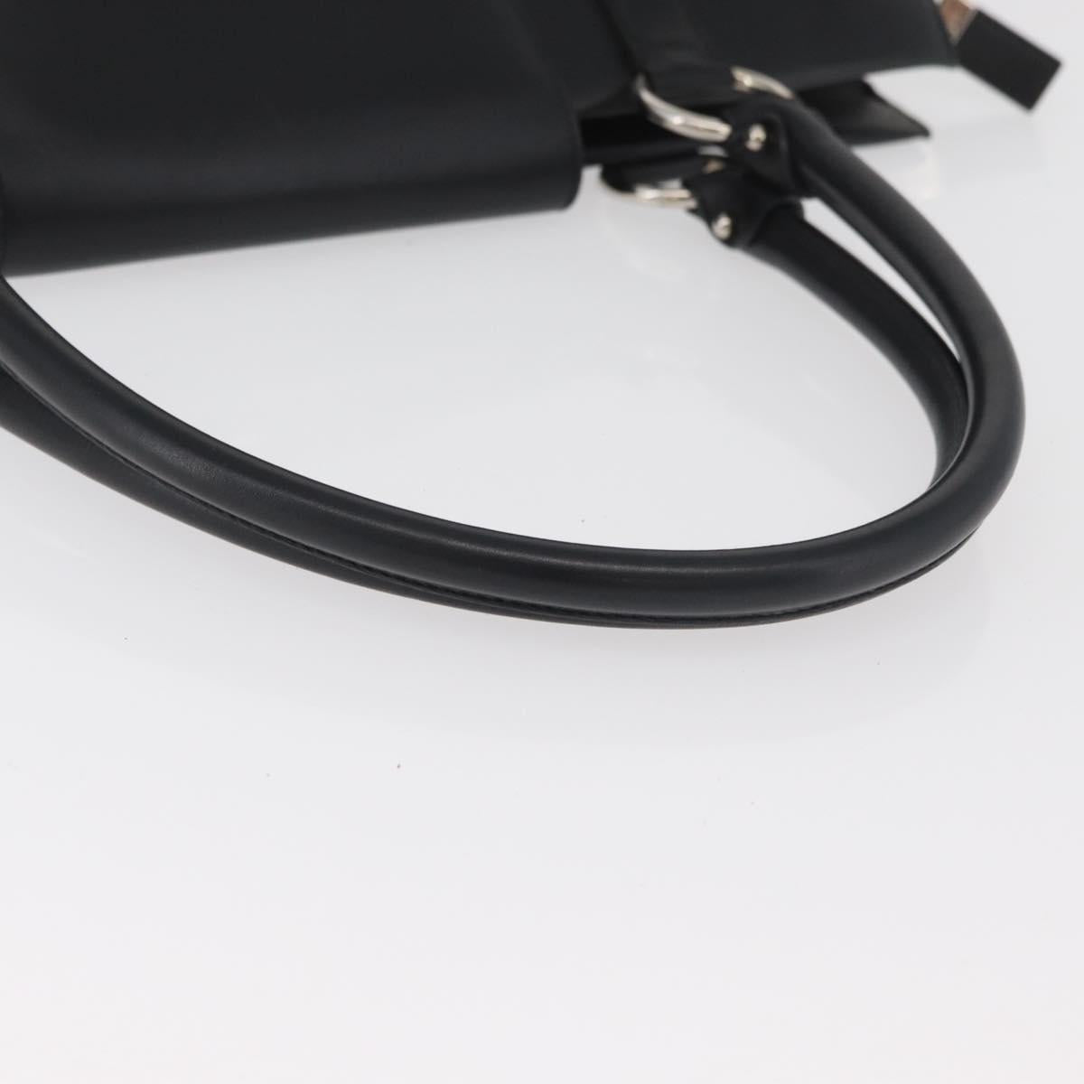 Salvatore Ferragamo Gancini Hand Bag Leather Black Silver Auth BA12902
