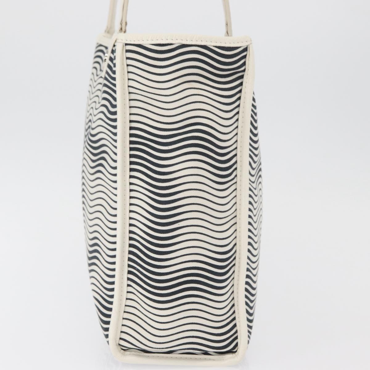 CHANEL Tote Bag Canvas White Silver CC Auth BA12904A