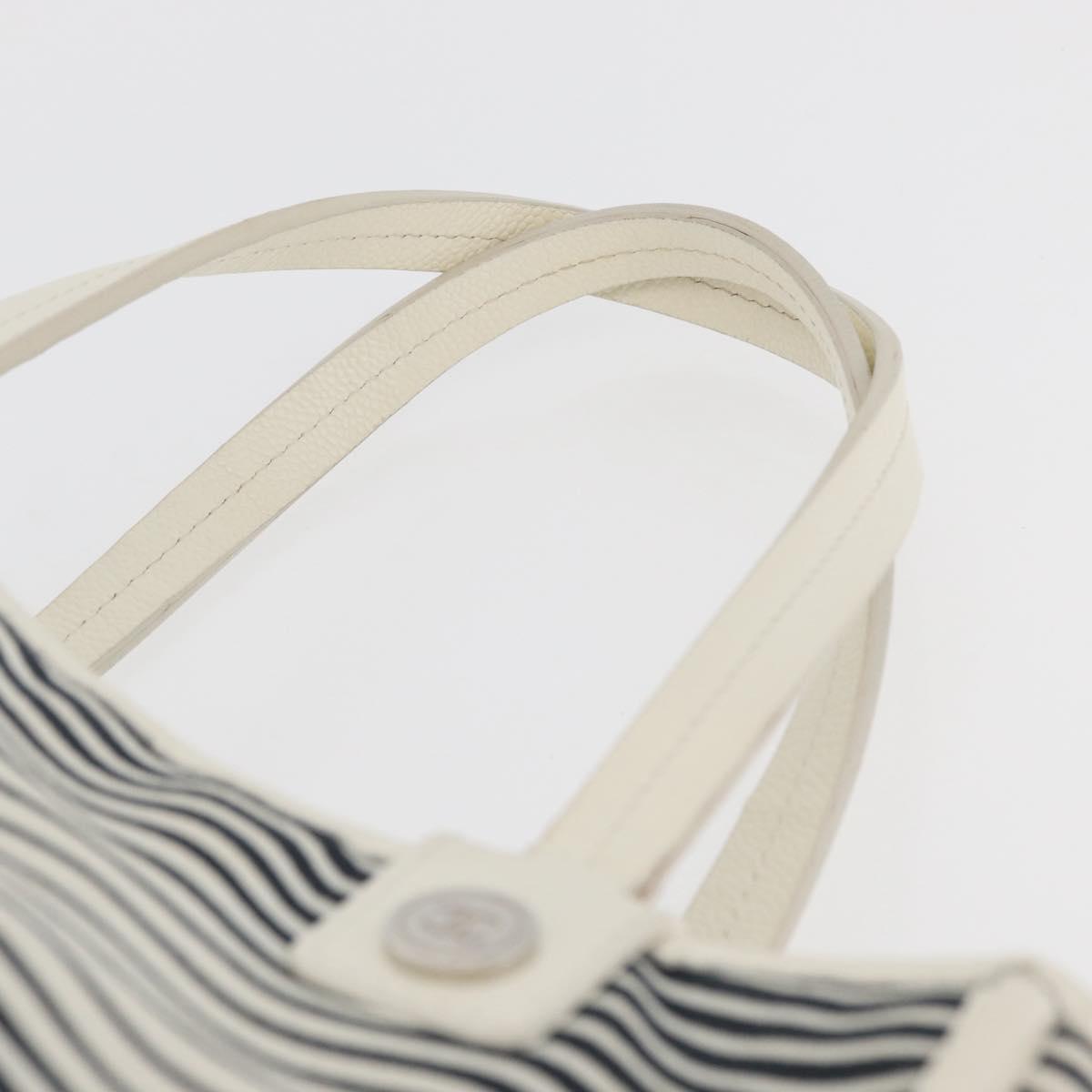 CHANEL Tote Bag Canvas White Silver CC Auth BA12904A