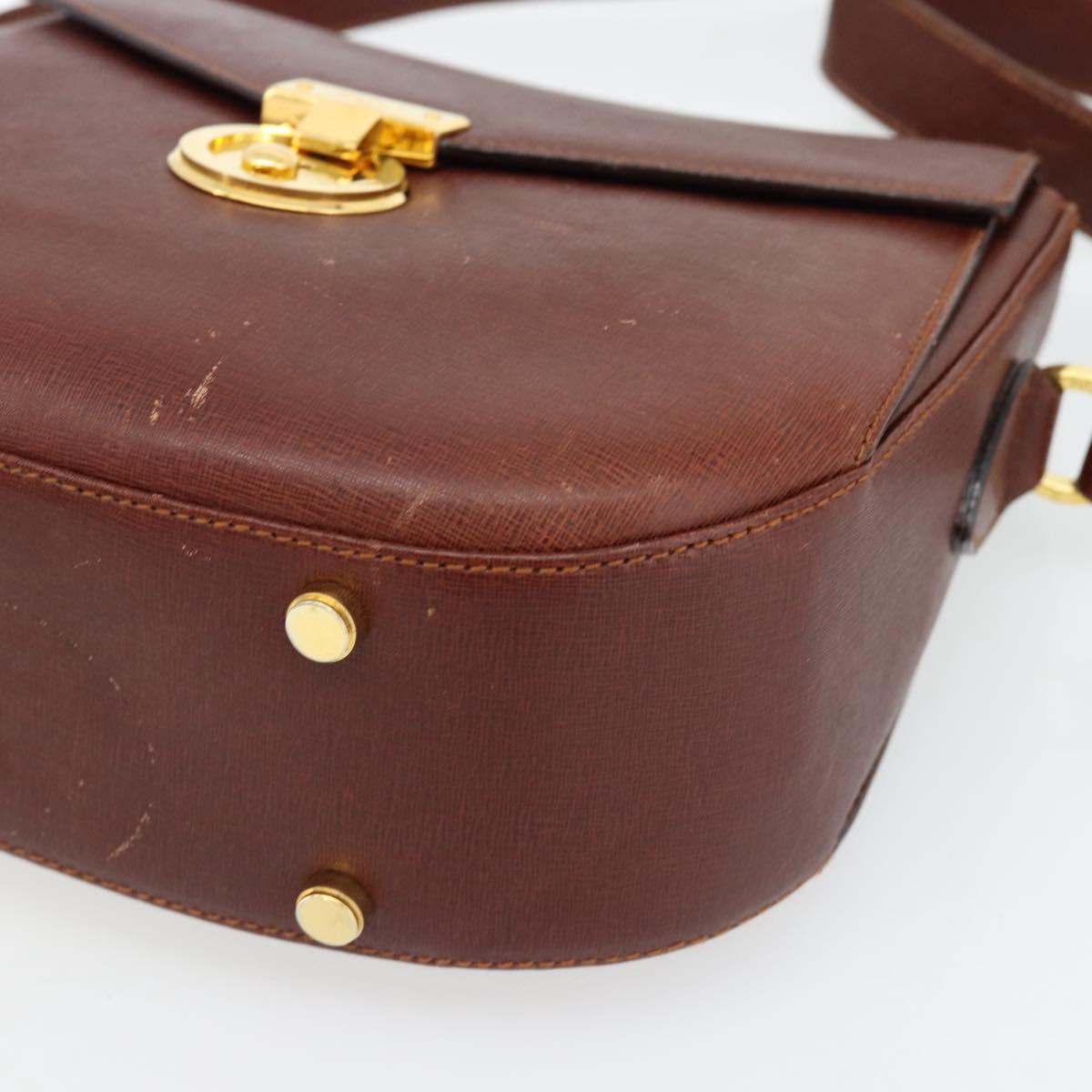 Salvatore Ferragamo Shoulder Bag Leather Brown Gold Auth BA12914