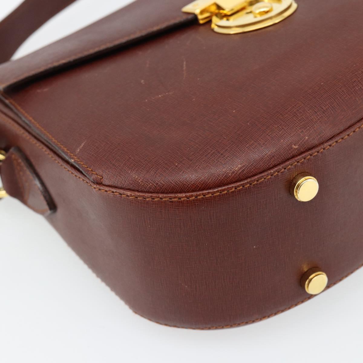 Salvatore Ferragamo Shoulder Bag Leather Brown Gold Auth BA12914