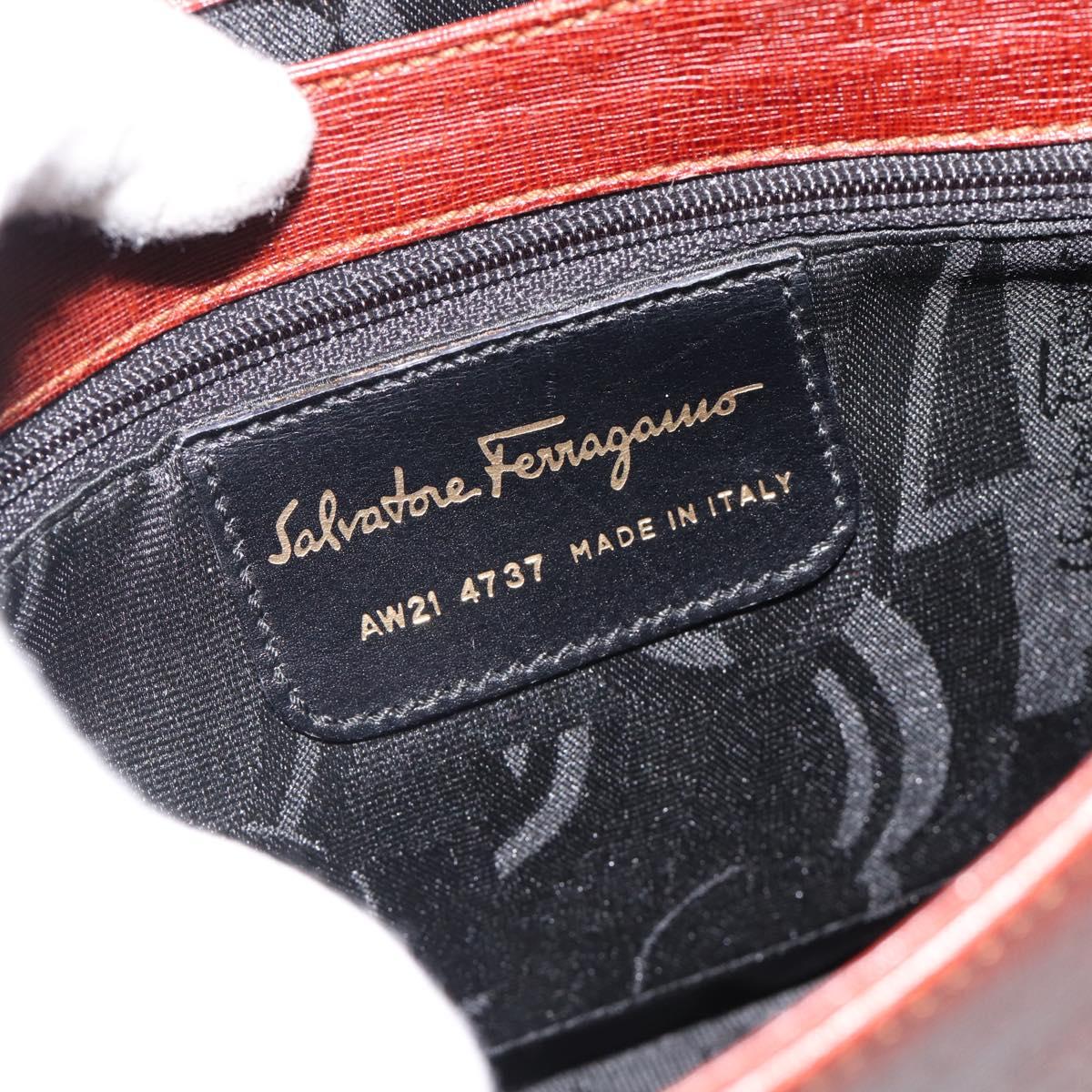 Salvatore Ferragamo Shoulder Bag Leather Brown Gold Auth BA12914