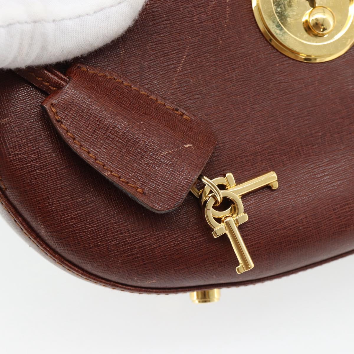 Salvatore Ferragamo Shoulder Bag Leather Brown Gold Auth BA12914