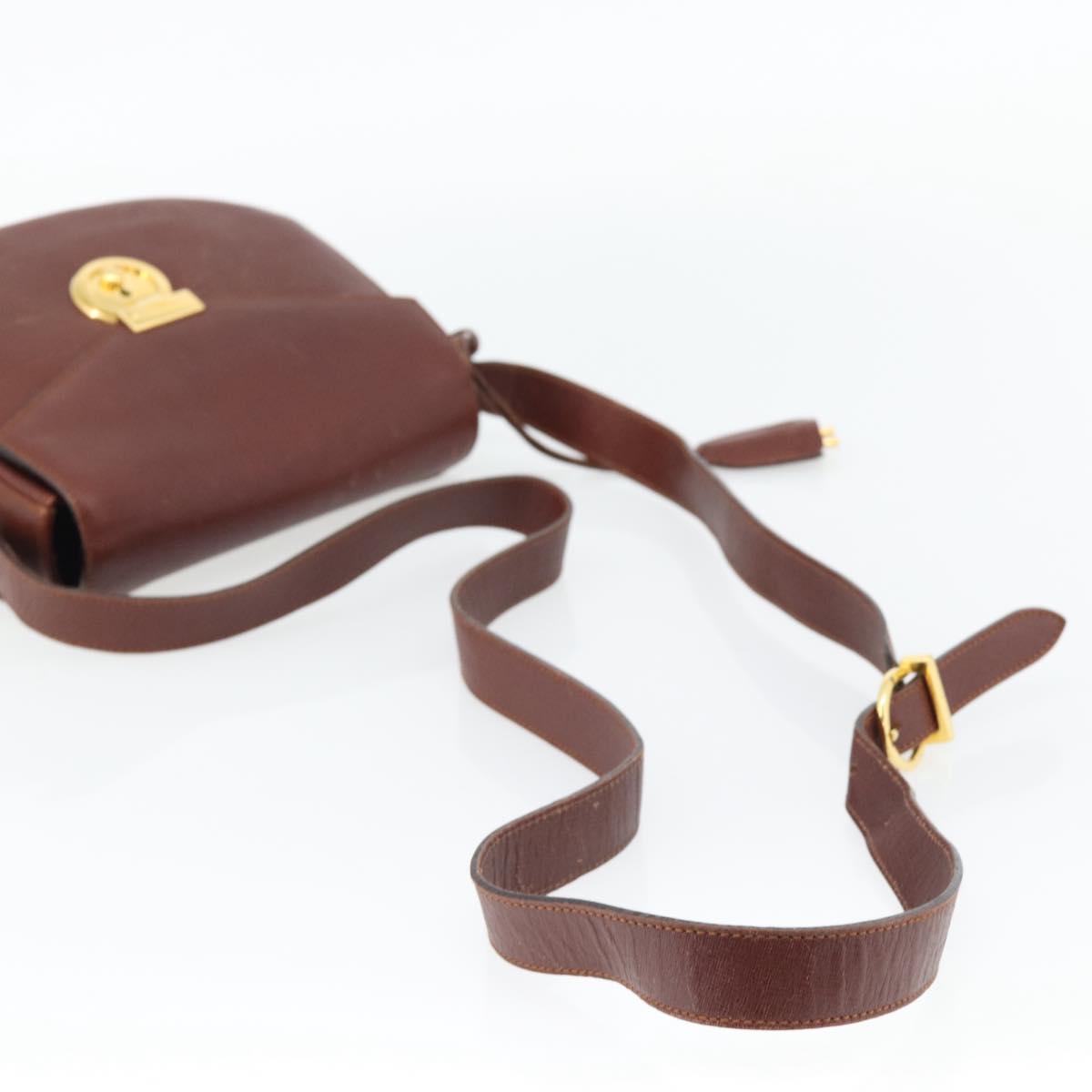 Salvatore Ferragamo Shoulder Bag Leather Brown Gold Auth BA12914