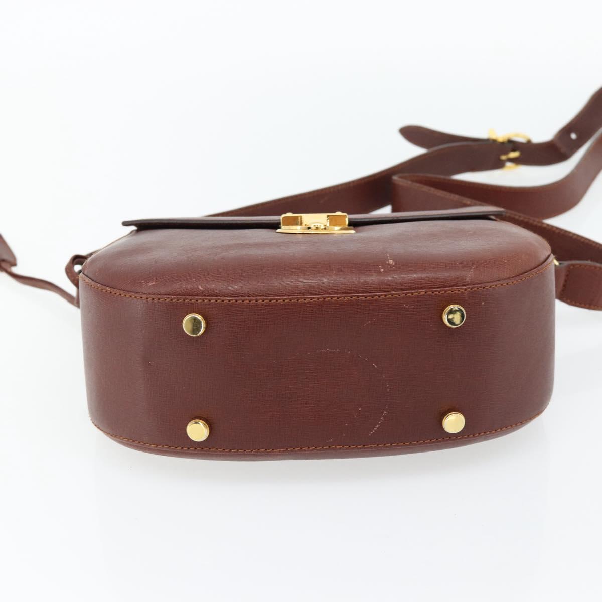 Salvatore Ferragamo Shoulder Bag Leather Brown Gold Auth BA12914