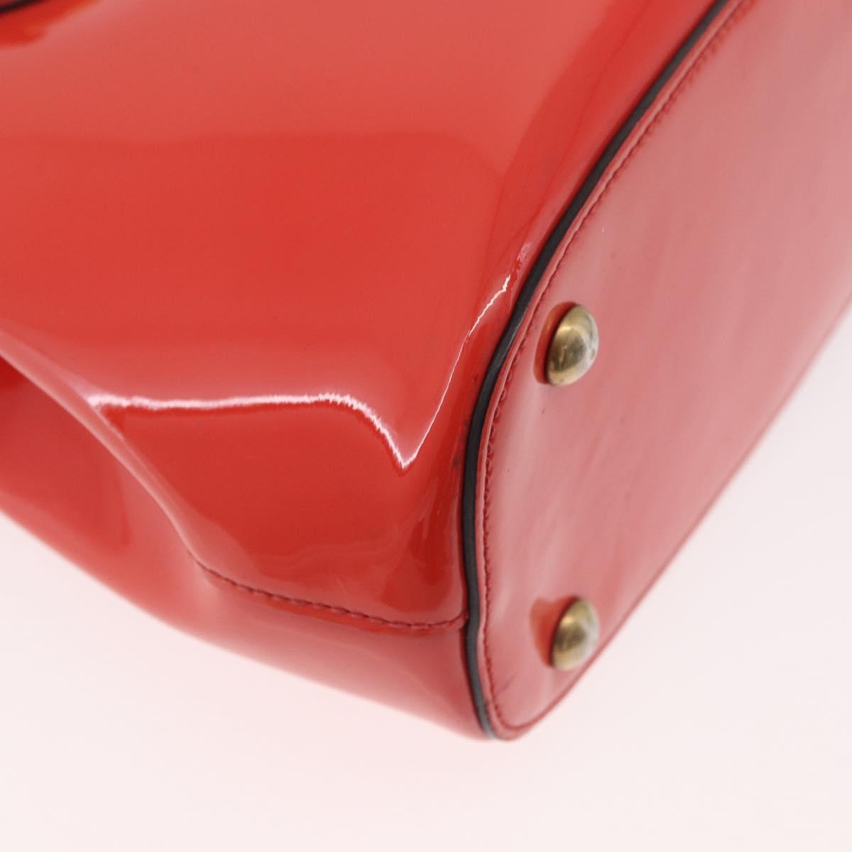 GUCCI Hand Bag Patent leather 2way Red Gold 371925 Auth BA12915