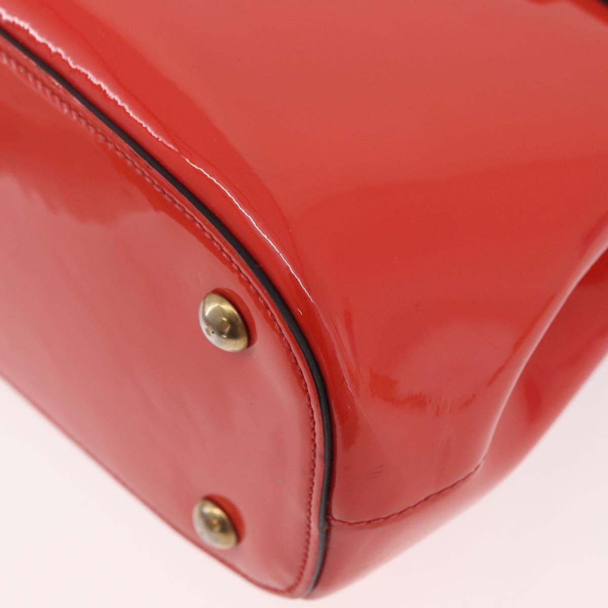 GUCCI Hand Bag Patent leather 2way Red Gold 371925 Auth BA12915