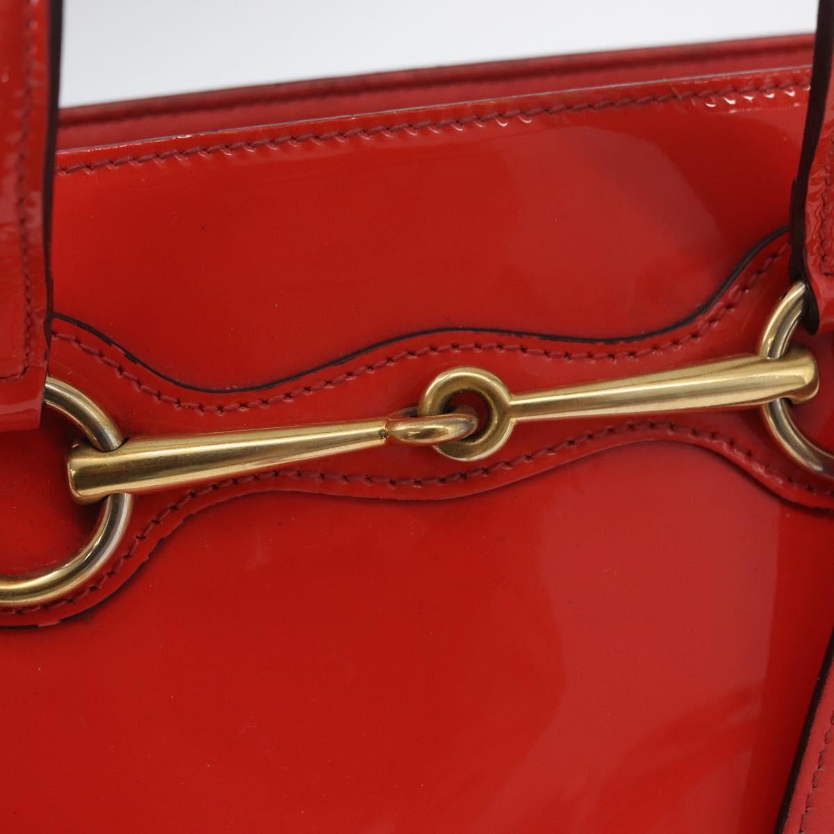 GUCCI Hand Bag Patent leather 2way Red Gold 371925 Auth BA12915