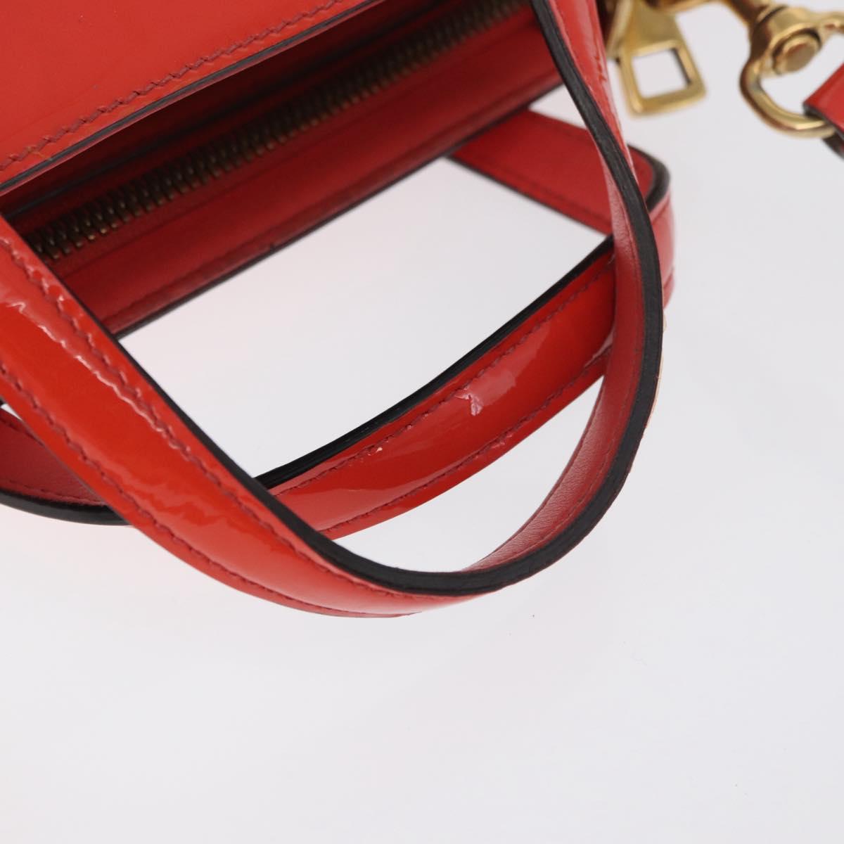GUCCI Hand Bag Patent leather 2way Red Gold 371925 Auth BA12915