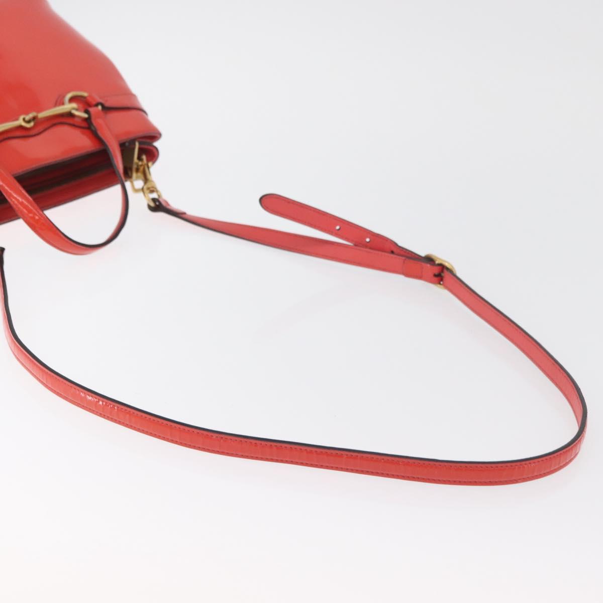 GUCCI Hand Bag Patent leather 2way Red Gold 371925 Auth BA12915