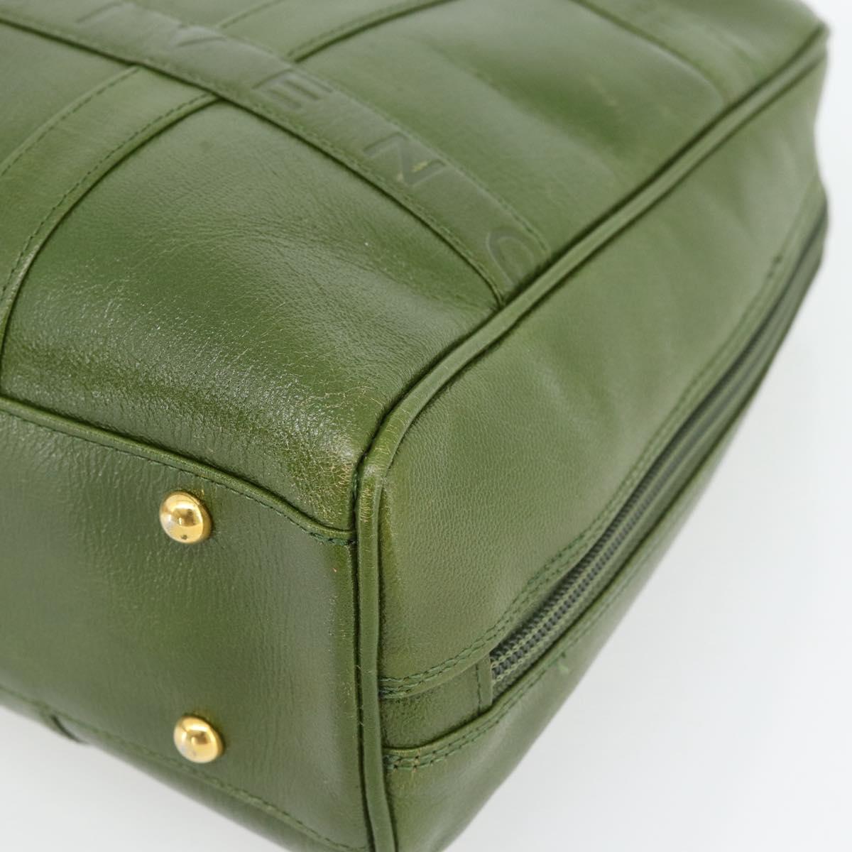 GIVENCHY Hand Bag Leather Khaki Gold Auth BA12916