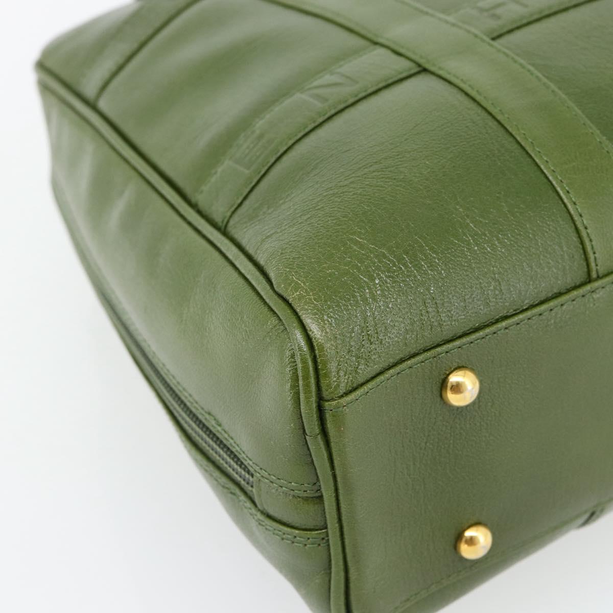 GIVENCHY Hand Bag Leather Khaki Gold Auth BA12916
