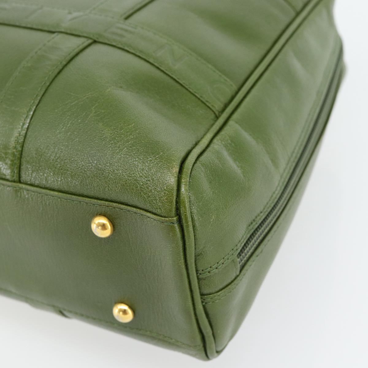 GIVENCHY Hand Bag Leather Khaki Gold Auth BA12916