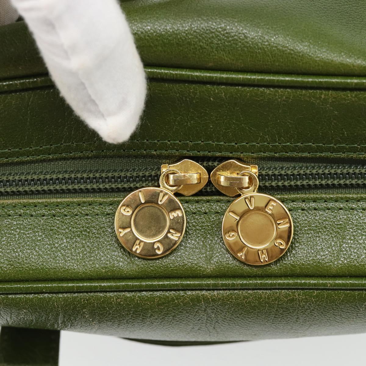GIVENCHY Hand Bag Leather Khaki Gold Auth BA12916