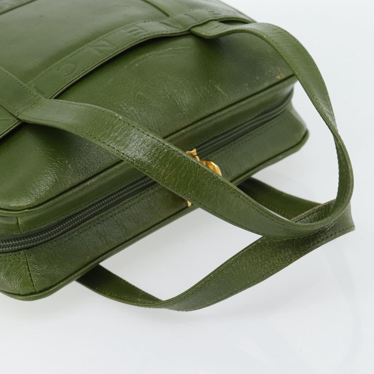 GIVENCHY Hand Bag Leather Khaki Gold Auth BA12916
