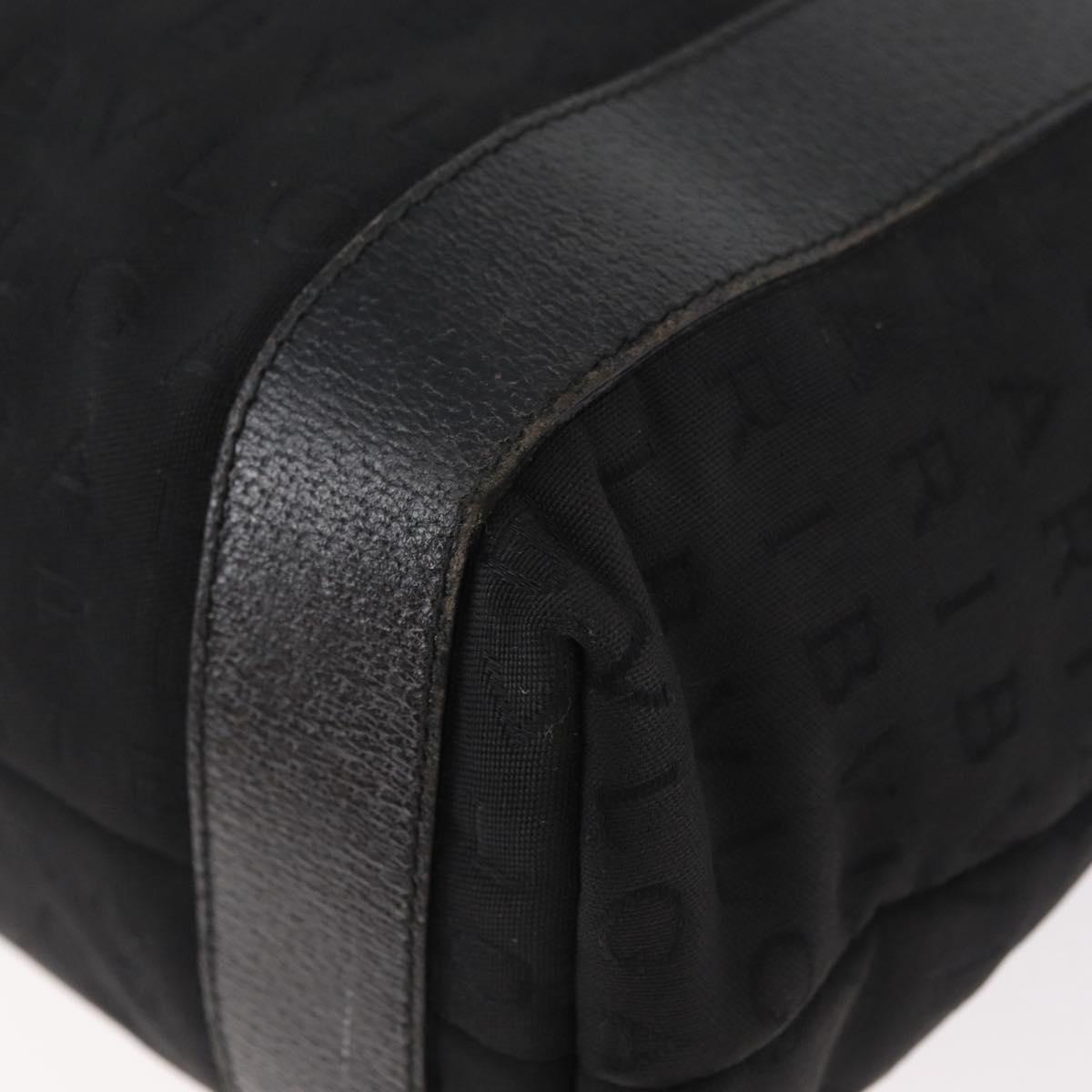 BVLGARI Logo Mania Tote Bag Canvas Black Silver Auth BA12918