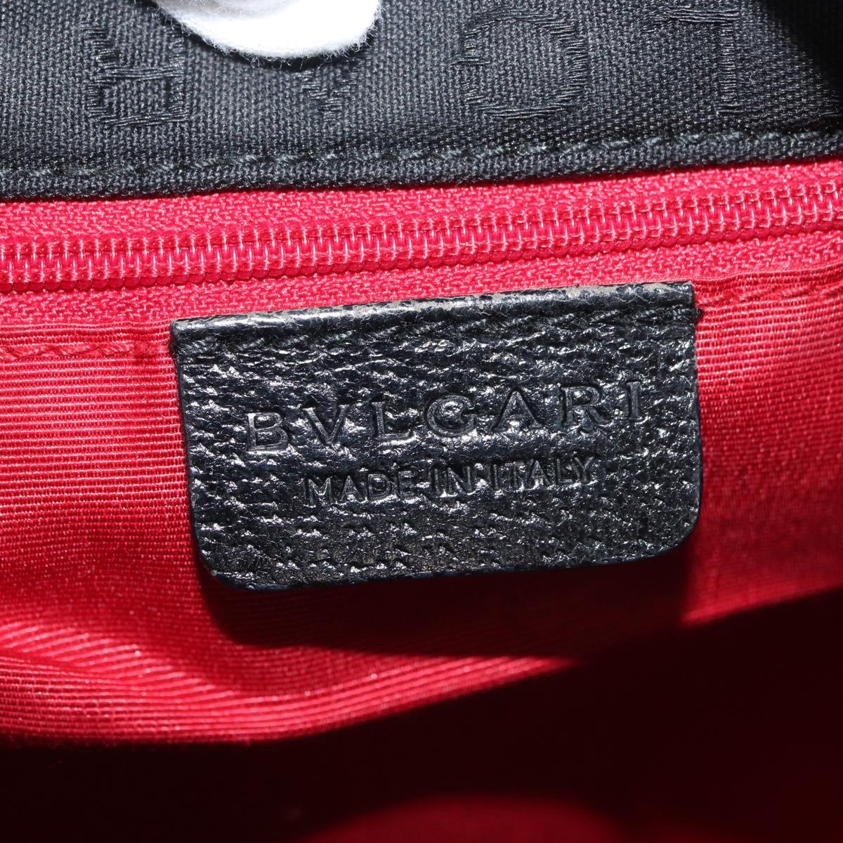 BVLGARI Logo Mania Tote Bag Canvas Black Silver Auth BA12918
