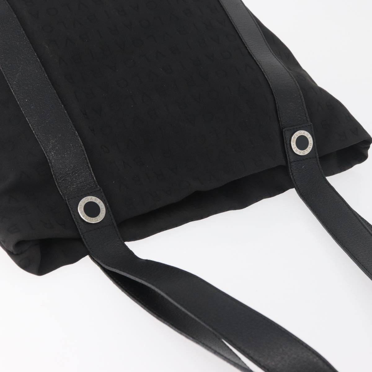 BVLGARI Logo Mania Tote Bag Canvas Black Silver Auth BA12918
