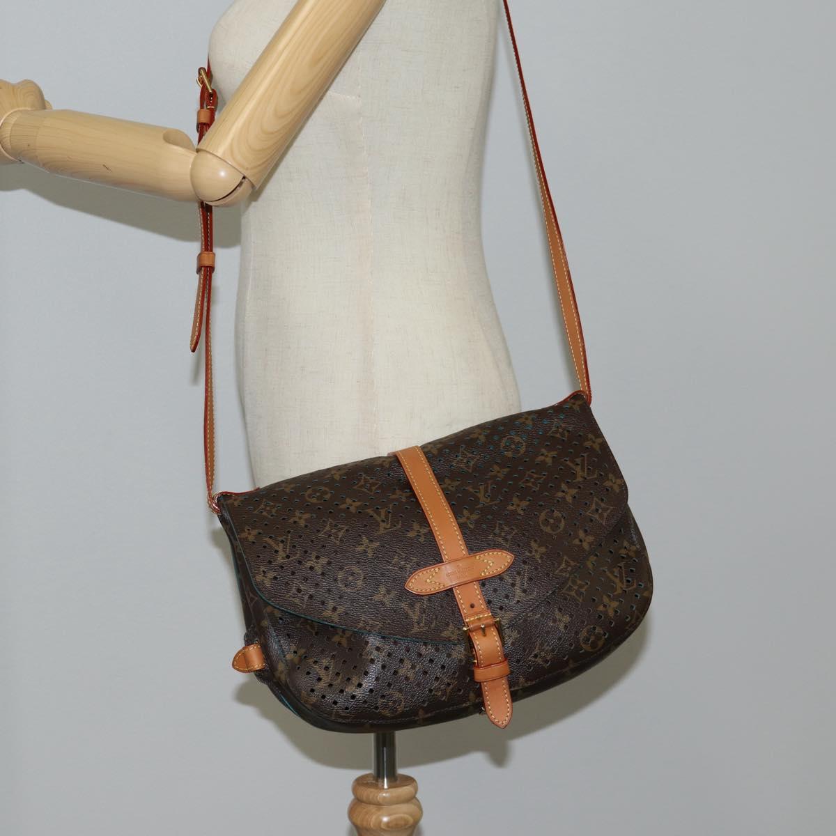 LOUIS VUITTON Monogram Perfo Saumur 30 Shoulder Bag M93998 LV Auth BA1291SAV