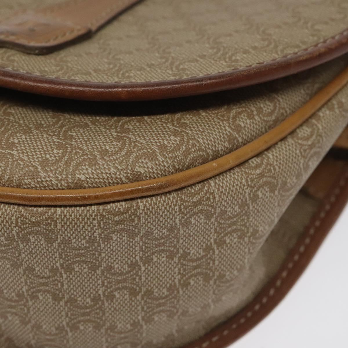 CELINE Macadam Canvas Shoulder Bag PVC Beige Gold Auth BA1292