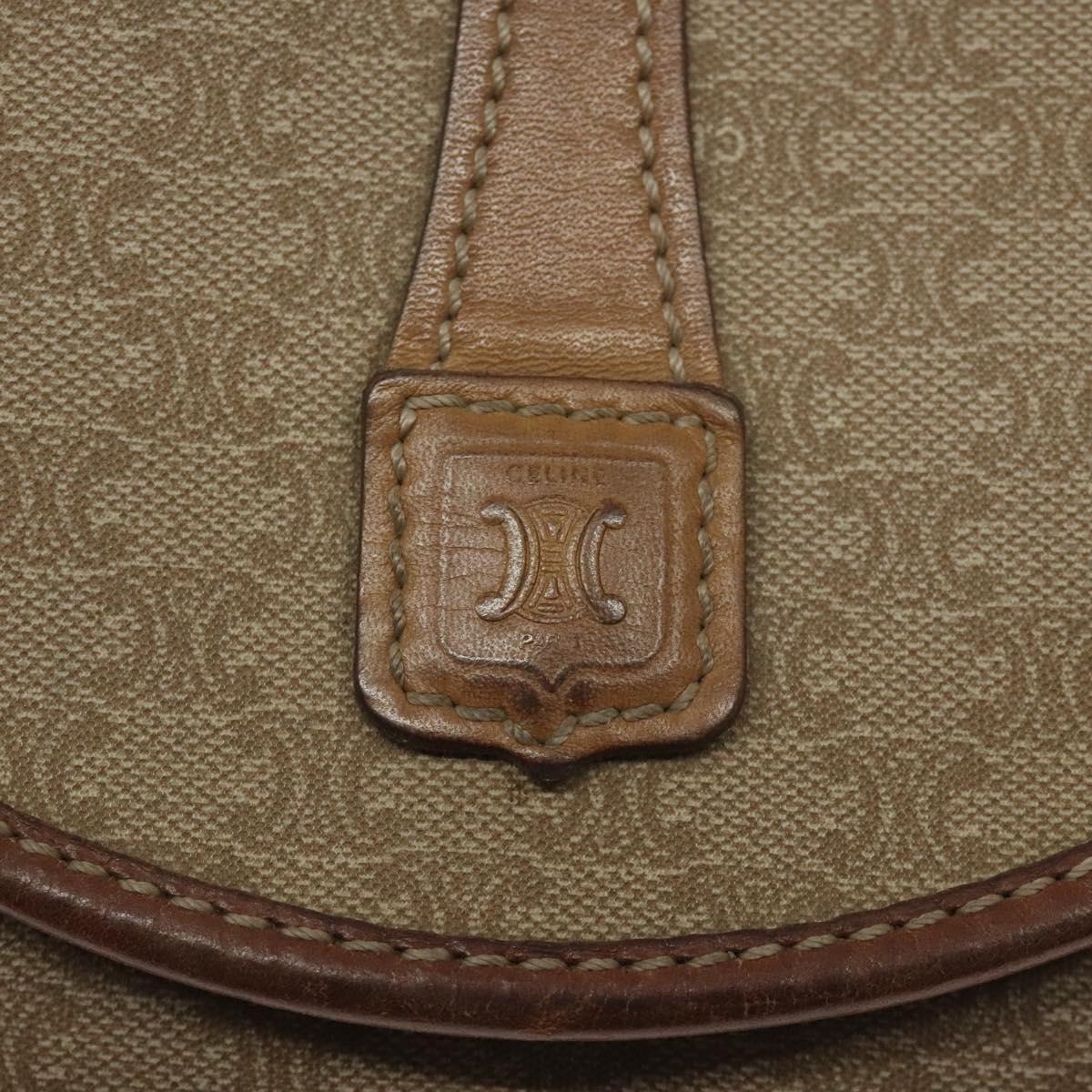 CELINE Macadam Canvas Shoulder Bag PVC Beige Gold Auth BA1292