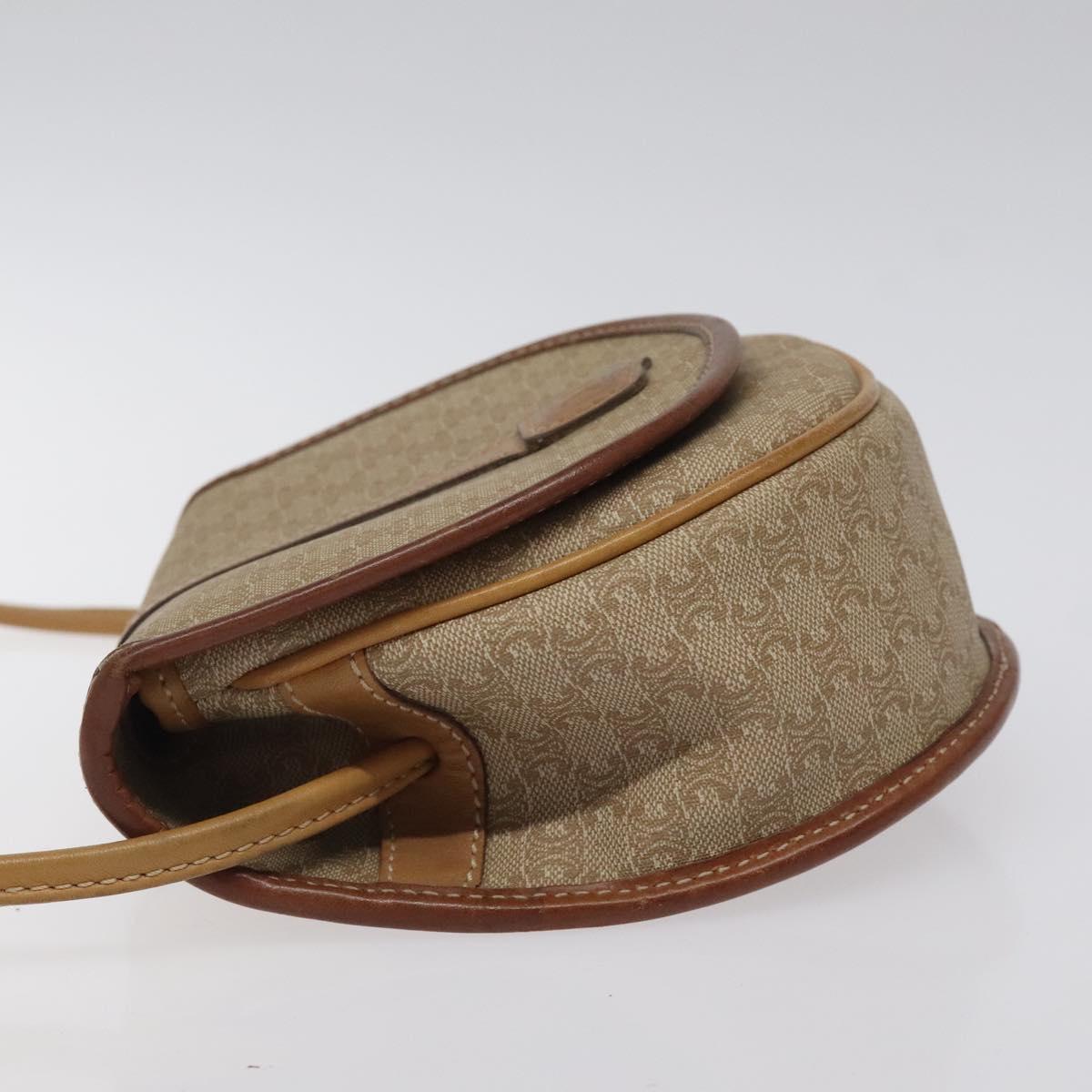 CELINE Macadam Canvas Shoulder Bag PVC Beige Gold Auth BA1292