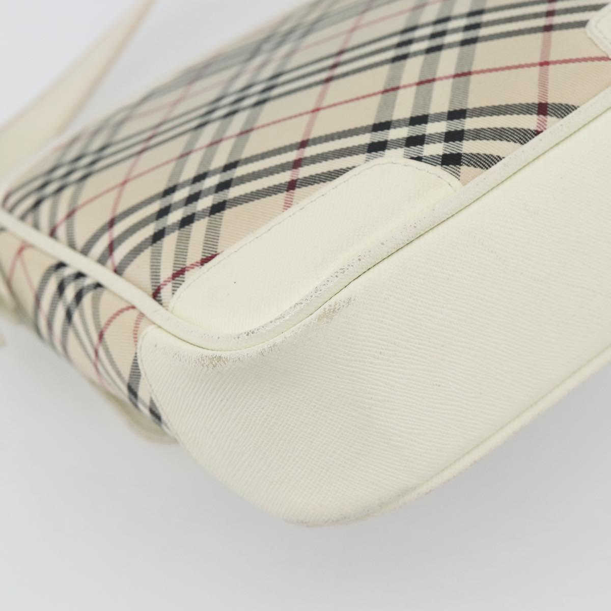 BURBERRY Nova Check Shoulder Bag Canvas Ivory Silver Auth BA12921