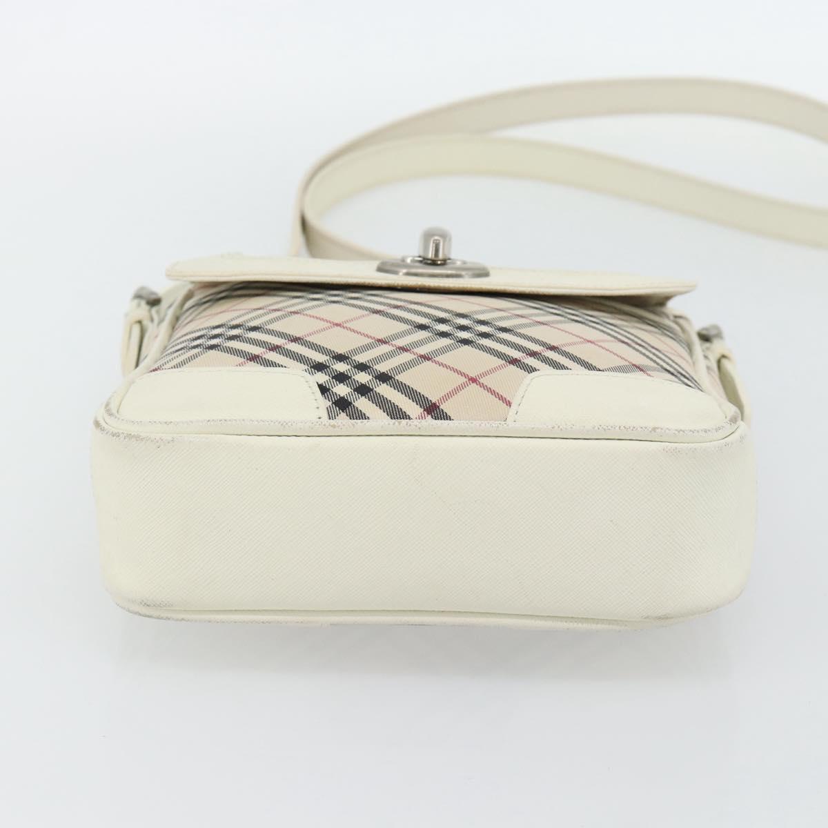 BURBERRY Nova Check Shoulder Bag Canvas Ivory Silver Auth BA12921