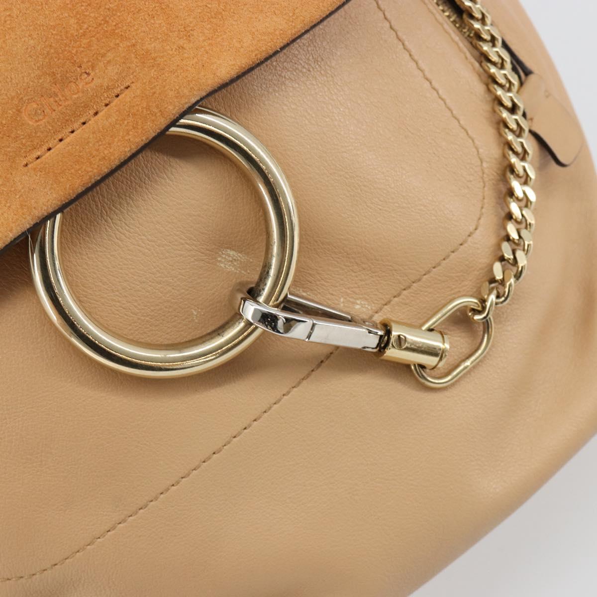 Chloe Fay Backpack Suede Beige Gold Auth BA12922