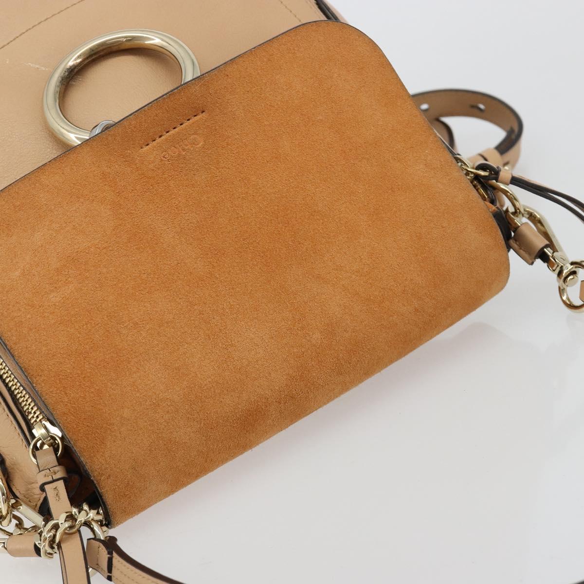 Chloe Fay Backpack Suede Beige Gold Auth BA12922