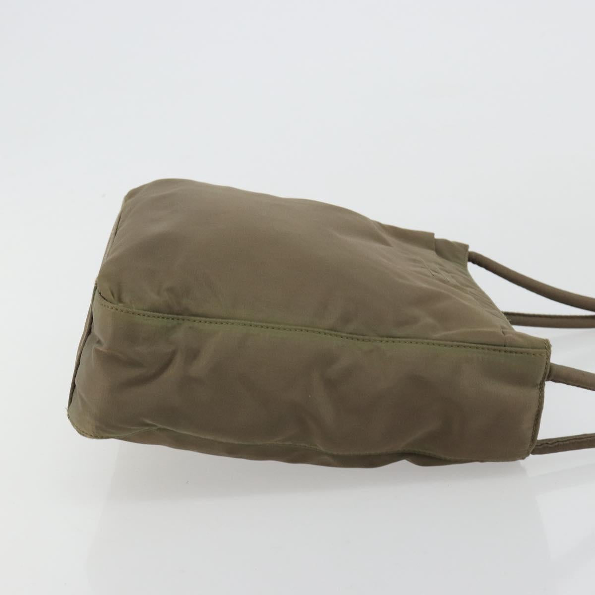 PRADA Tote Bag Nylon Khaki Silver Auth BA12923