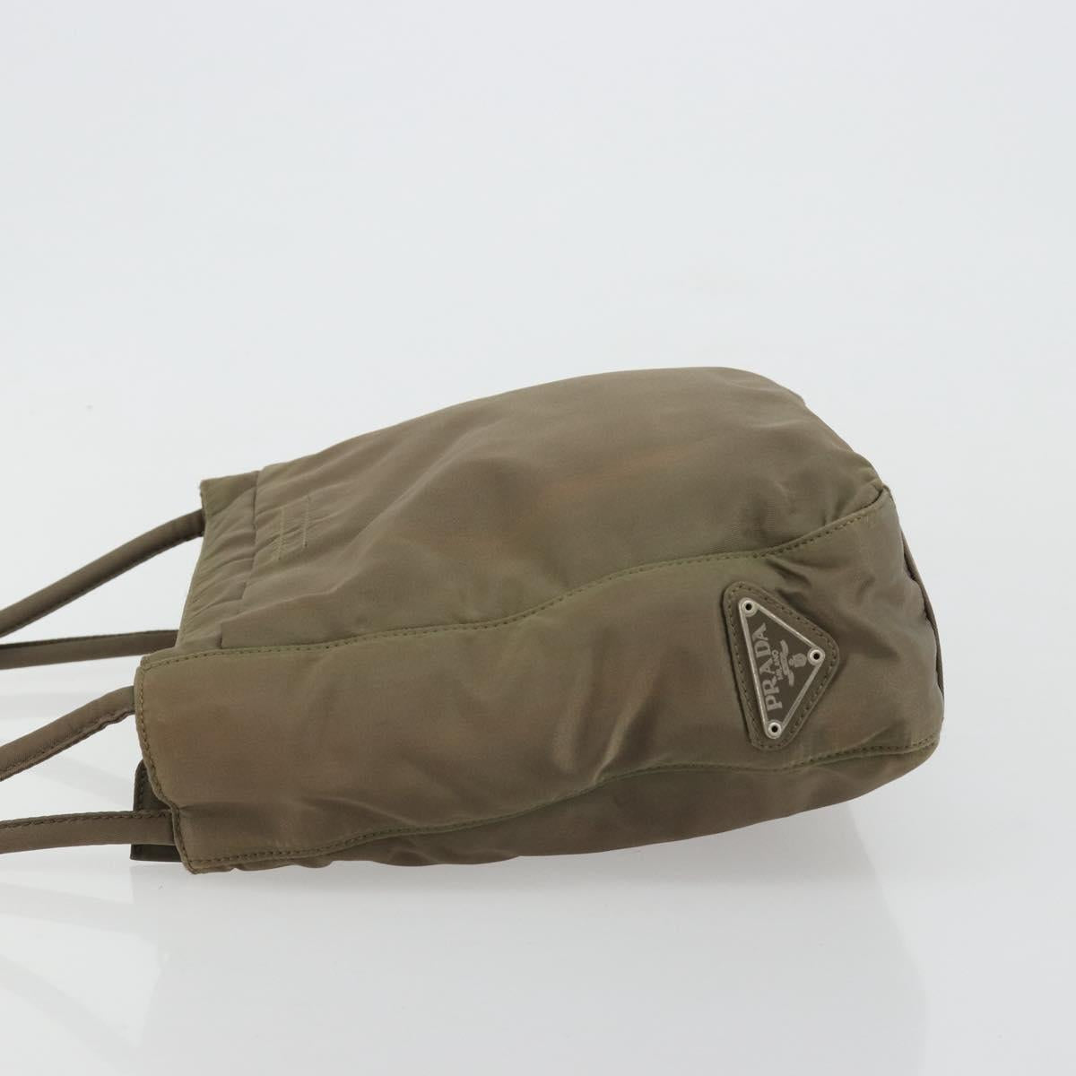 PRADA Tote Bag Nylon Khaki Silver Auth BA12923