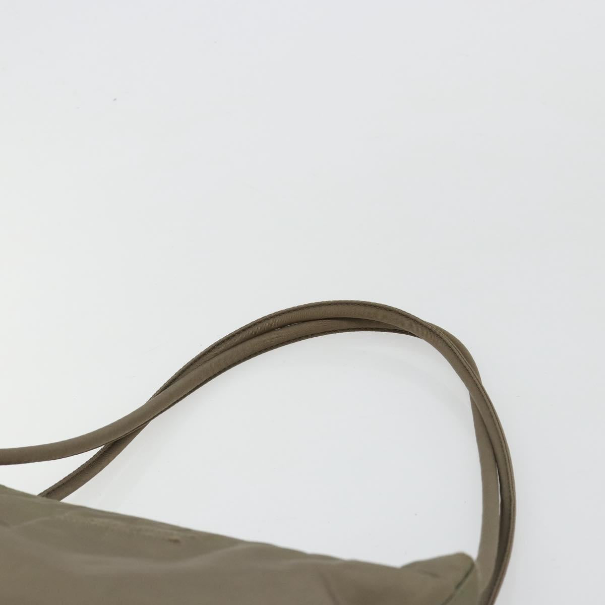 PRADA Tote Bag Nylon Khaki Silver Auth BA12923