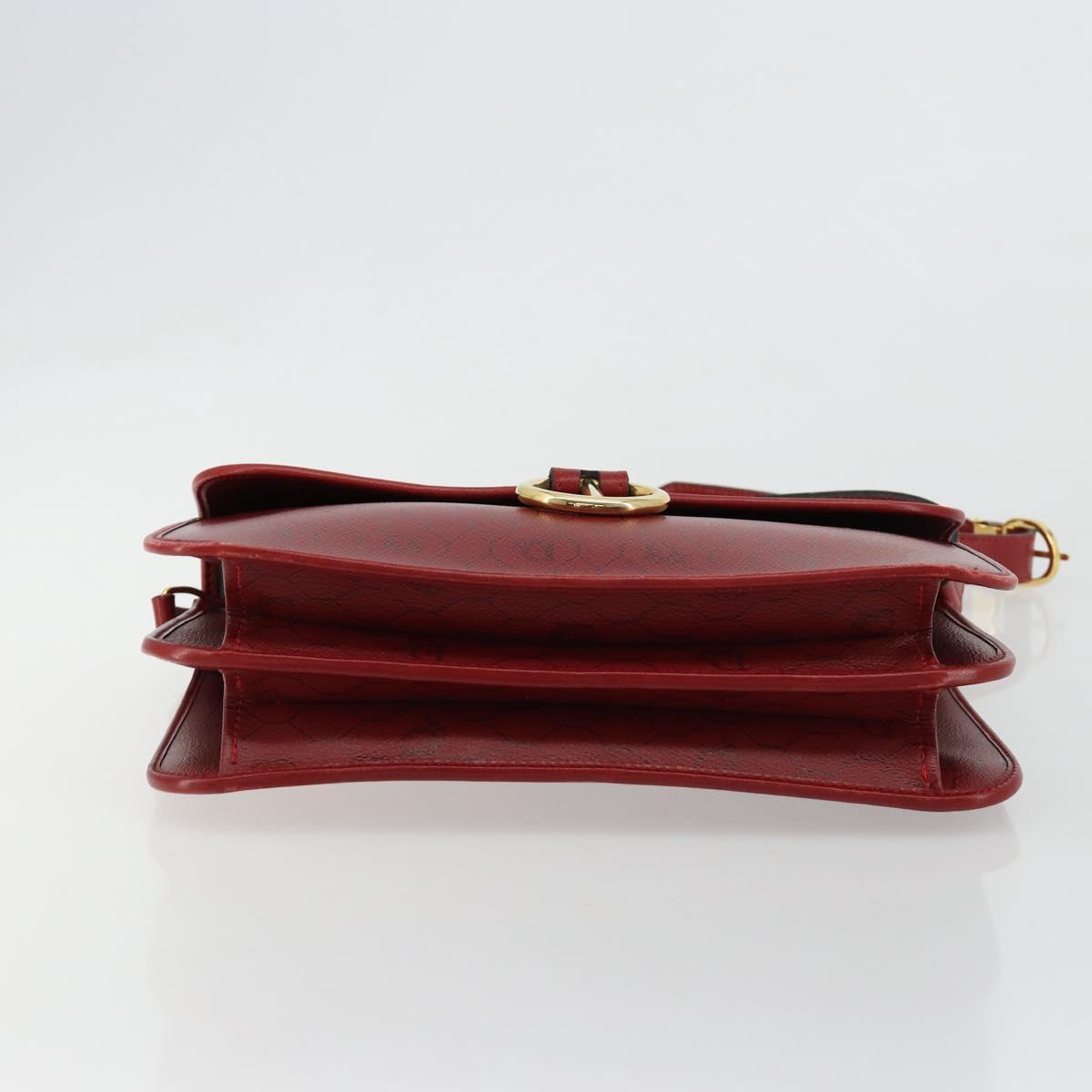 Christian Dior Honeycomb Canvas Shoulder Bag PVC Red Gold Auth BA12924