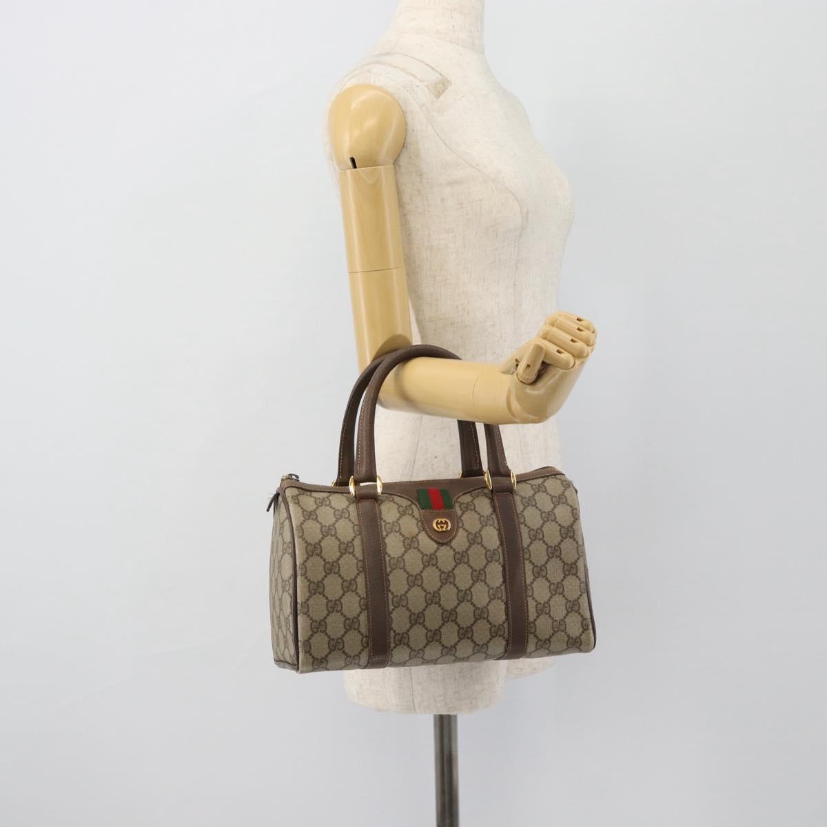GUCCI GG Supreme Web Sherry Line Bag PVC Beige Gold 40 02 006 Auth BA12926