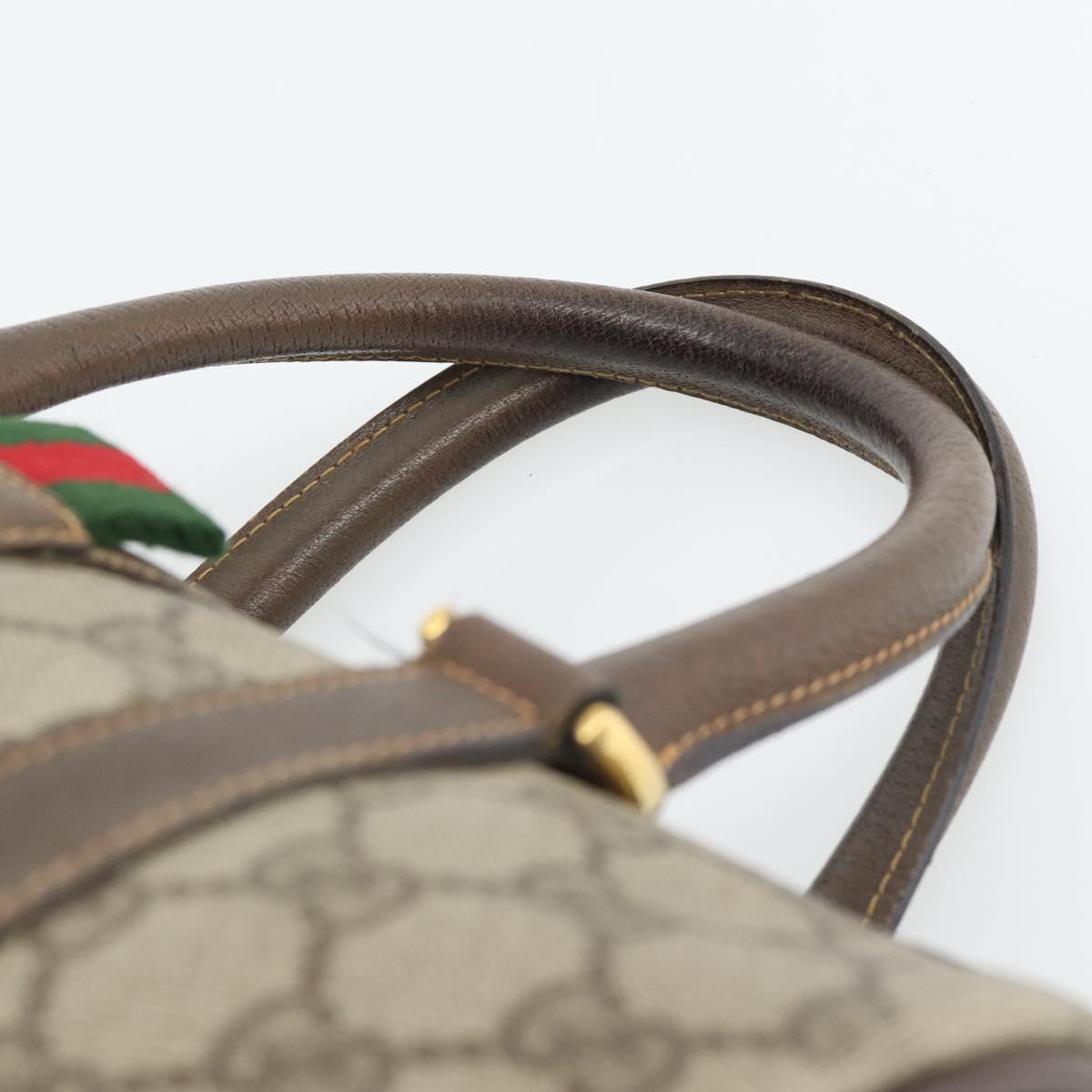 GUCCI GG Supreme Web Sherry Line Bag PVC Beige Gold 40 02 006 Auth BA12926