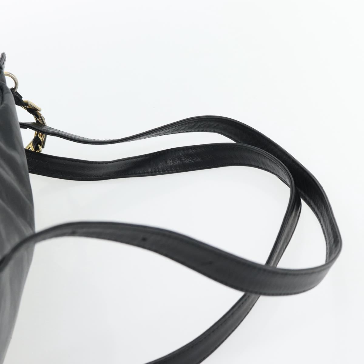Gianni Versace Backpack Leather Black Gold Auth BA12927