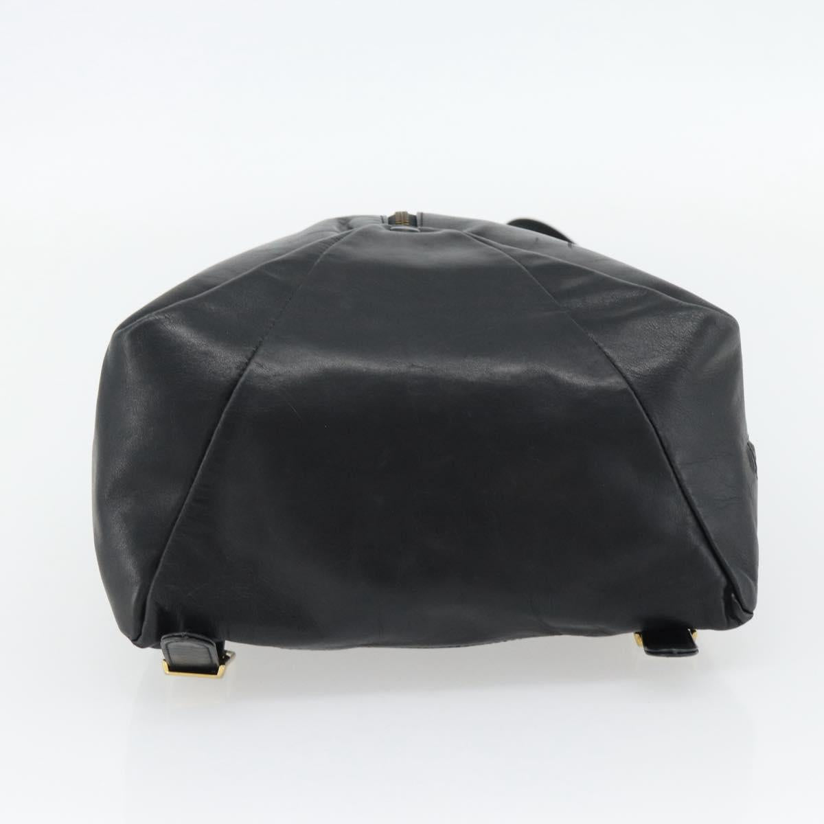 Gianni Versace Backpack Leather Black Gold Auth BA12927